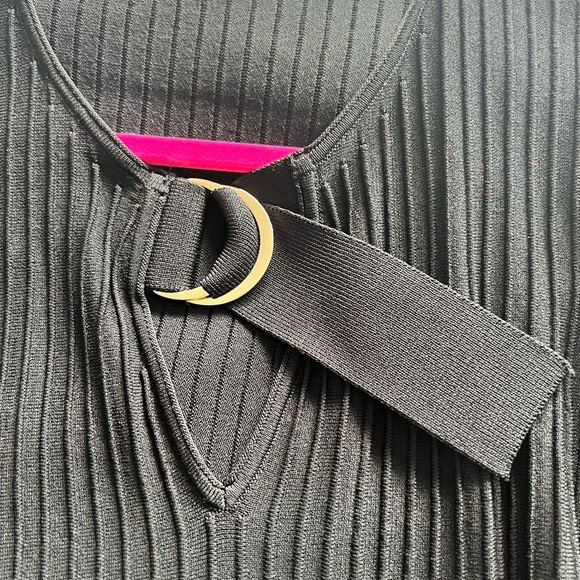 NWOT Maje black ribbed v neck long sleeve top - Picture 4 of 8